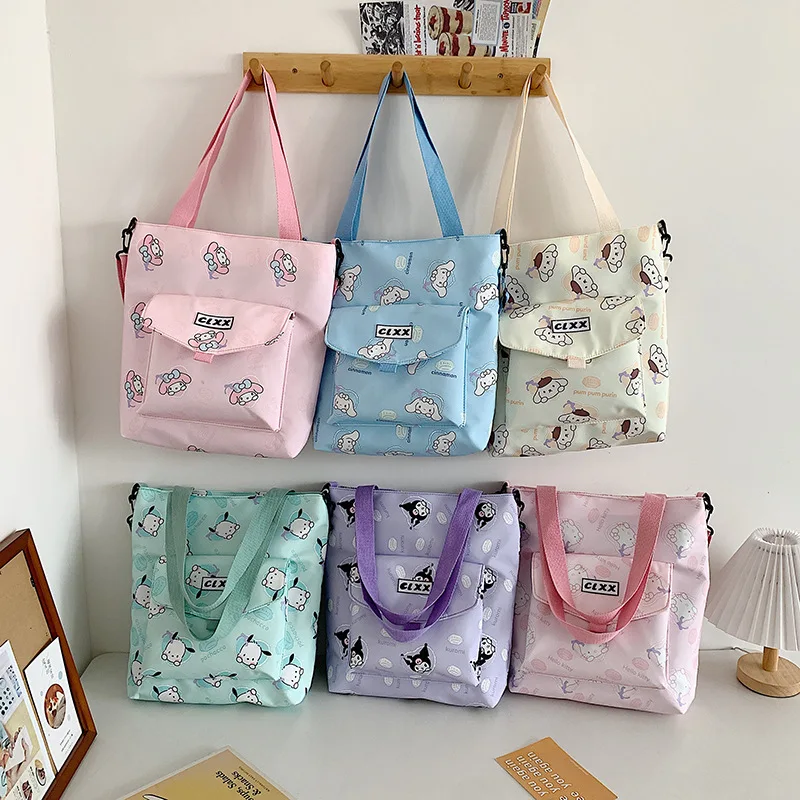 

2024 Sanrio Hello Kitty Kuromi Cinnamoroll Cosmetic Bag Woman Tote Bags Shoulder Travel Toiletry Bag Large Capacity Portable Ins