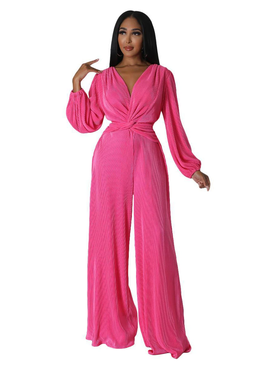 Szkzk Pleated Women Deep V-Neck Backless Tie-up Lantern Long Sleeve Wide Leg Jumpsuit High Waist Sexy Birthday Party Jumpsuit
Szkzk Pleated Women Deep V-Neck Backless Tie-up Lantern Long Sleeve Wide Leg Jumpsuit High Waist Sexy Birthday Party Jumpsuit