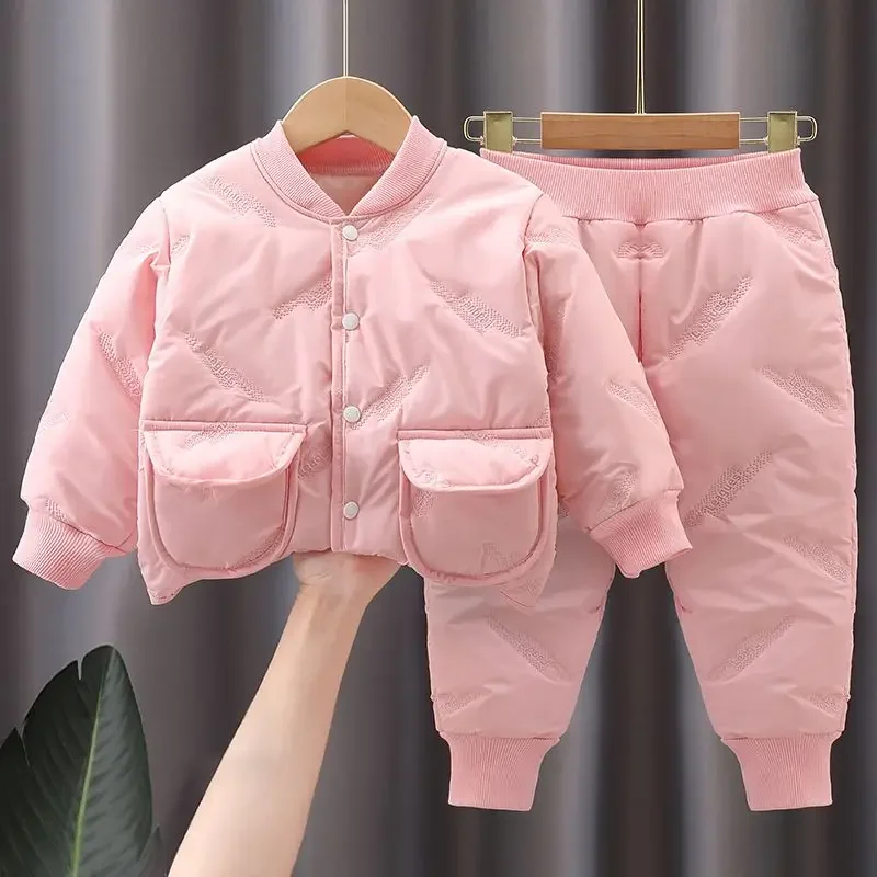 Children's Cotton Clothes Suits Winter Boys and Girls Thickened Cotton-Padded Coats Pants Two-Piece Solid Color Outer Wear Sets
Children's Cotton Clothes Suits Winter Boys and Girls Thickened Cotton-Padded Coats Pants Two-Piece Solid Color Outer Wear Sets