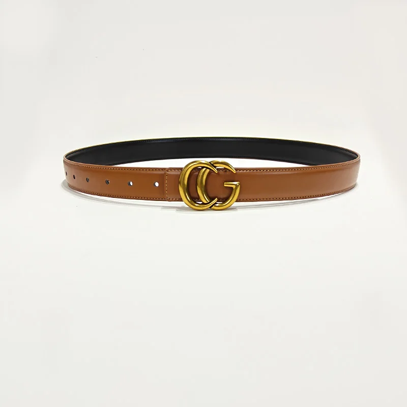 Genuine cowhide leather belt women luxury designer buckle