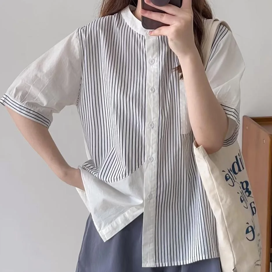Striped blouse woman novelty 2023 white stripes patchwork shirts and blouses oversized plus size cotton womens tops
Striped blouse woman novelty 2023 white stripes patchwork shirts and blouses oversized plus size cotton womens tops