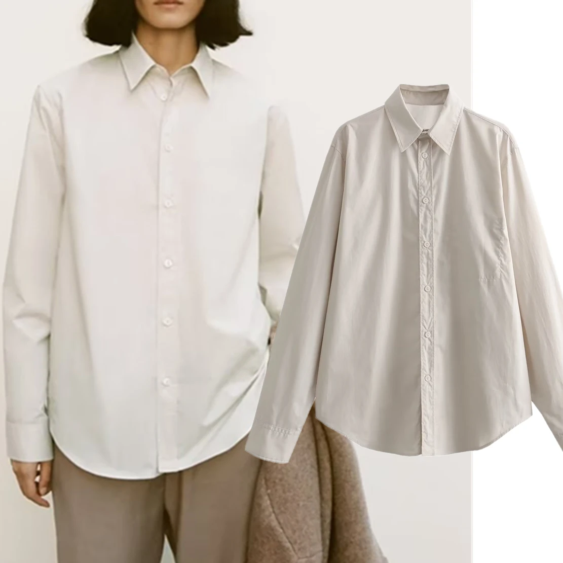 Withered 2023 Autumn Long Sleeve Basic Poplin Shirt Women Tops British Fashion Solid Color Simple Women's Shirt
Withered 2023 Autumn Long Sleeve Basic Poplin Shirt Women Tops British Fashion Solid Color Simple Women's Shirt