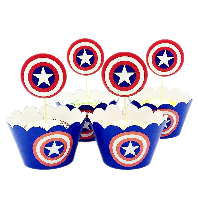 12pcs/lot Captain America Theme Kids Favors Cupcake Toppers Cake Wrappers Baking Baby Shower Birthday Events Party Decorations
12pcs/lot Captain America Theme Kids Favors Cupcake Toppers Cake Wrappers Baking Baby Shower Birthday Events Party Decorations