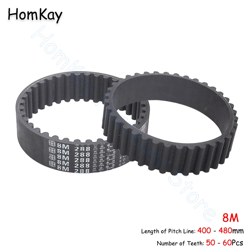 

8M Timing Belt Rubber Closed-loop Transmission Belts Pitch 8mm No.Tooth 50 51 52 53 54 55 56 57 58 59 60Pcs width 15-40mm