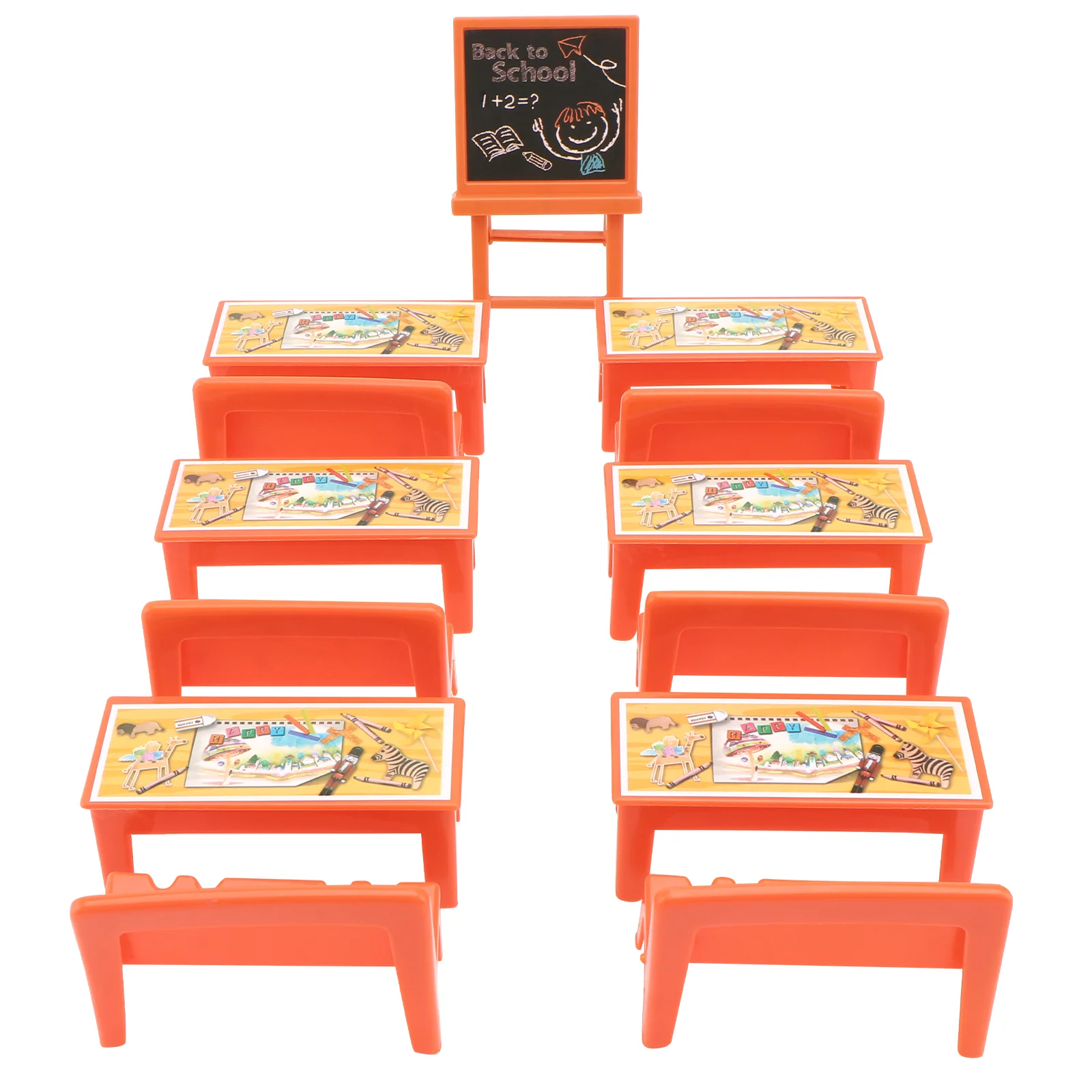 

Mini Classroom Furniture Set Dollhouse Desk Chair Chalkboard Miniature School Playset Miniature School Desk Chair Chalk