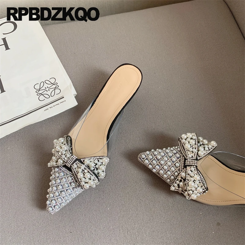 33 Pvc Slides Kitten Heel Rhinestone Shoes Pearl Low Mules Slippers Pointed Toe Sandals Thin Pumps Women Small Size Half Bowknot
33 Pvc Slides Kitten Heel Rhinestone Shoes Pearl Low Mules Slippers Pointed Toe Sandals Thin Pumps Women Small Size Half Bowknot