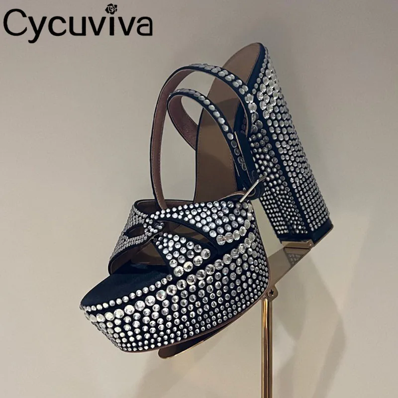 Super High Heel Leather Crystal Sandals Women Open Toe Chunky Heel Slingback Gladiator Sandals Summer Party Wedding Shoes Women
Super High Heel Leather Crystal Sandals Women Open Toe Chunky Heel Slingback Gladiator Sandals Summer Party Wedding Shoes Women