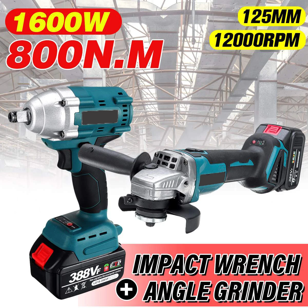 

800N.M Brushless Electric Impact Wrench Screwdriver 125MM Brushless Electric Angle Grinder 3 Speed Cutting Power Machine