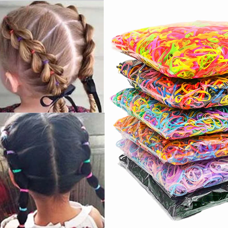 

Whole Bag Colorful Disposable Hair Bands Scrunchie for Kids Girls Elastic Rubber Band Ponytail Holder Hair Accessories Hair Ties
