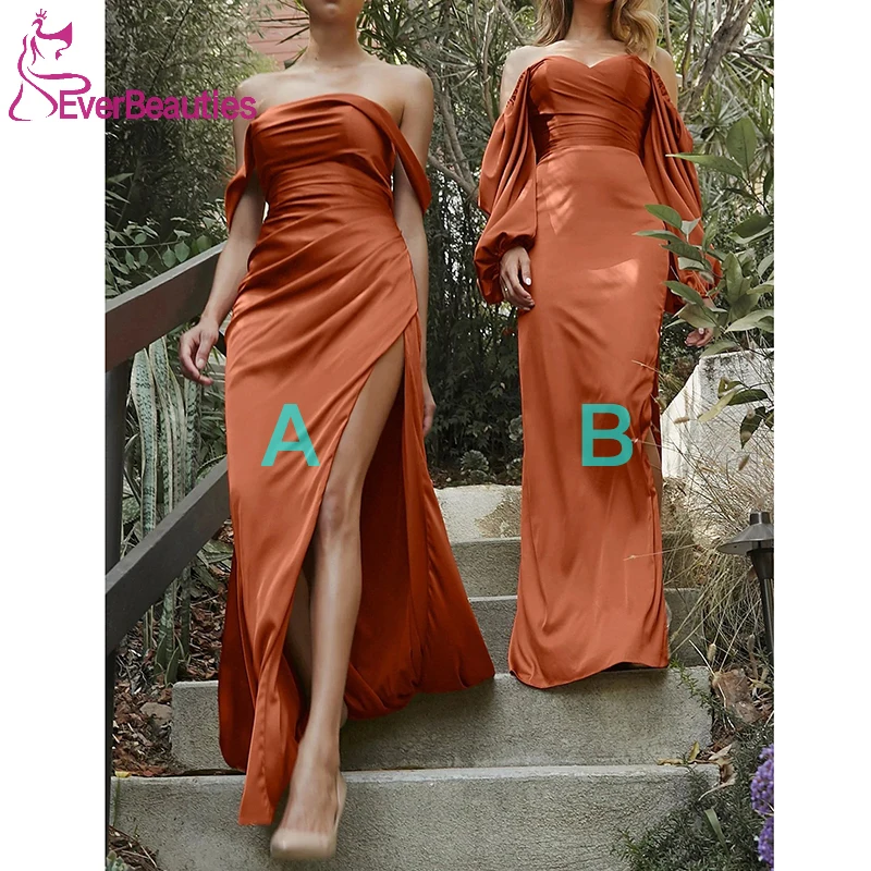 Long Prom Dresses Satin Dress Side Slit Vestidos De Gala Mermaid Elegant Dress Women for Wedding Party Evening Dress 
Long Prom Dresses Satin Dress Side Slit Vestidos De Gala Mermaid Elegant Dress Women for Wedding Party Evening Dress