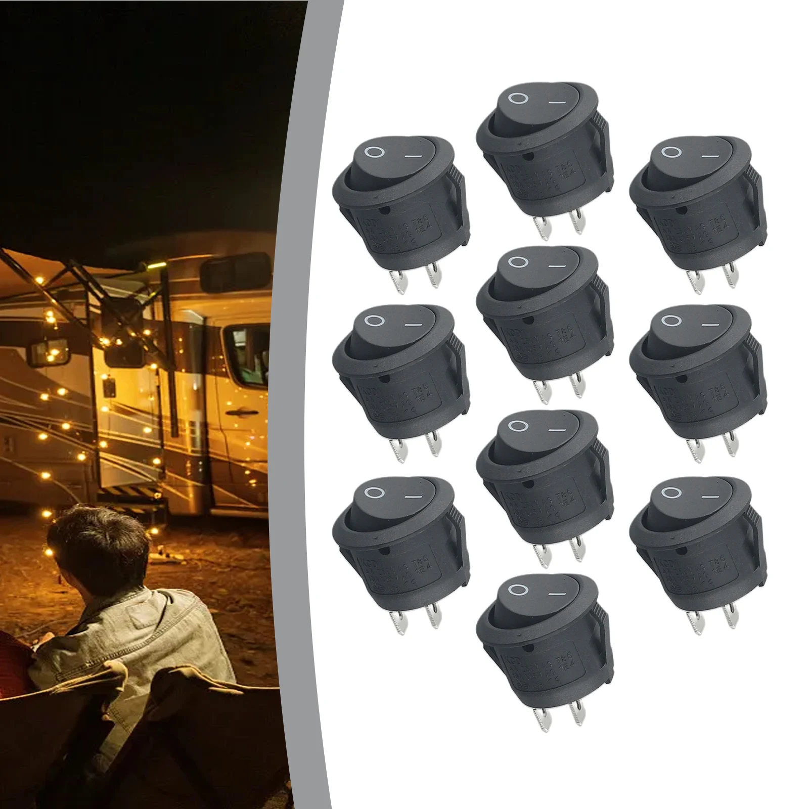 10Pcs Round Rocker Switch ON/OFF 12v 2 Pin SPST Camper Van Caravan Motorhome Push Button Switch Self-locking Latching
10Pcs Round Rocker Switch ON/OFF 12v 2 Pin SPST Camper Van Caravan Motorhome Push Button Switch Self-locking Latching