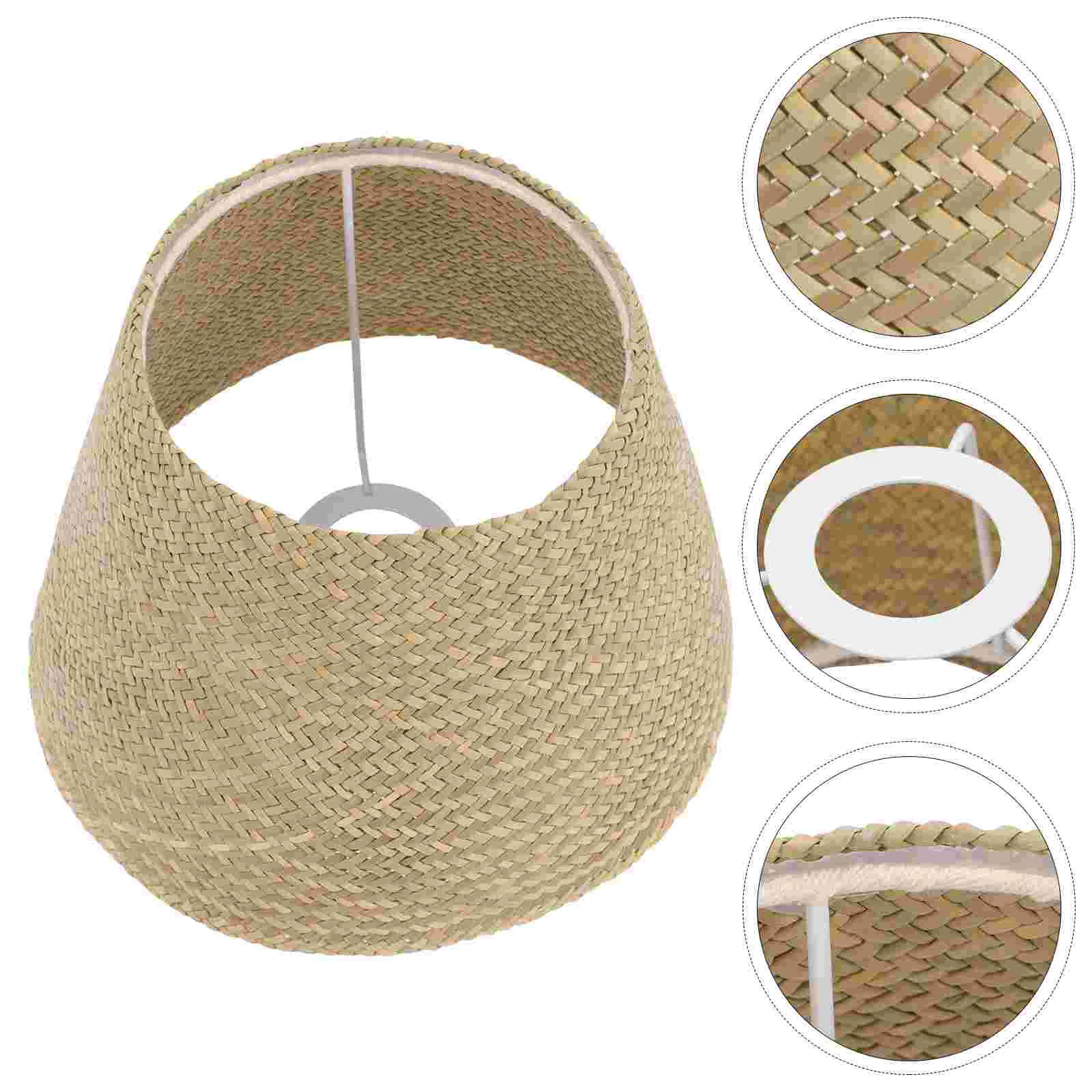 

Woven Lamp Shade Table Lampshade Rattan Weaving Lamp Shade Pastoral Style Lampshade for Home Living Room Bedroom Decoration