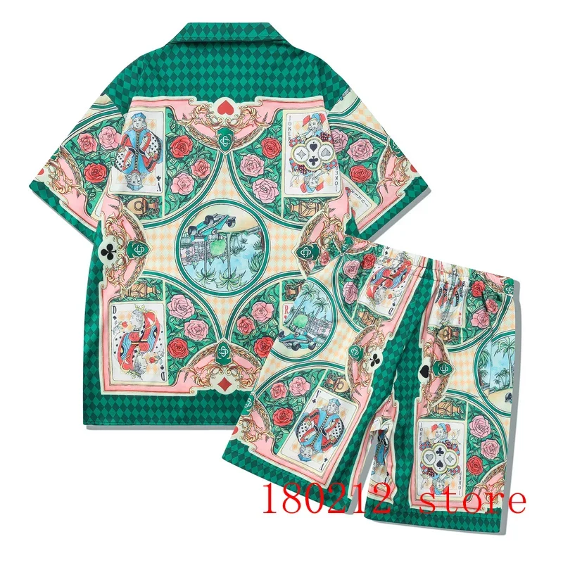 Thin Fabric Poker Colorful Floral Print Casablanca Short Set Men Women High Quality Hawaii Beach Holiday Surf Shotpant Suit
Thin Fabric Poker Colorful Floral Print Casablanca Short Set Men Women High Quality Hawaii Beach Holiday Surf Shotpant Suit