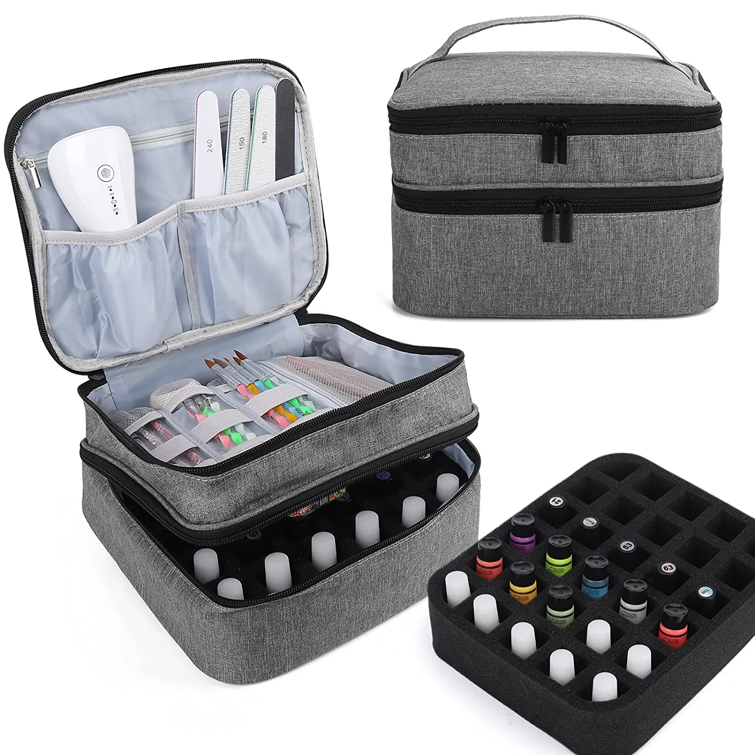 Nail Polish Carrying Case Organizer Bag Double-Layer Nail Polish Storage Bag Holds 30 Bottles Fits Manicure Accessories Tools
Nail Polish Carrying Case Organizer Bag Double-Layer Nail Polish Storage Bag Holds 30 Bottles Fits Manicure Accessories Tools