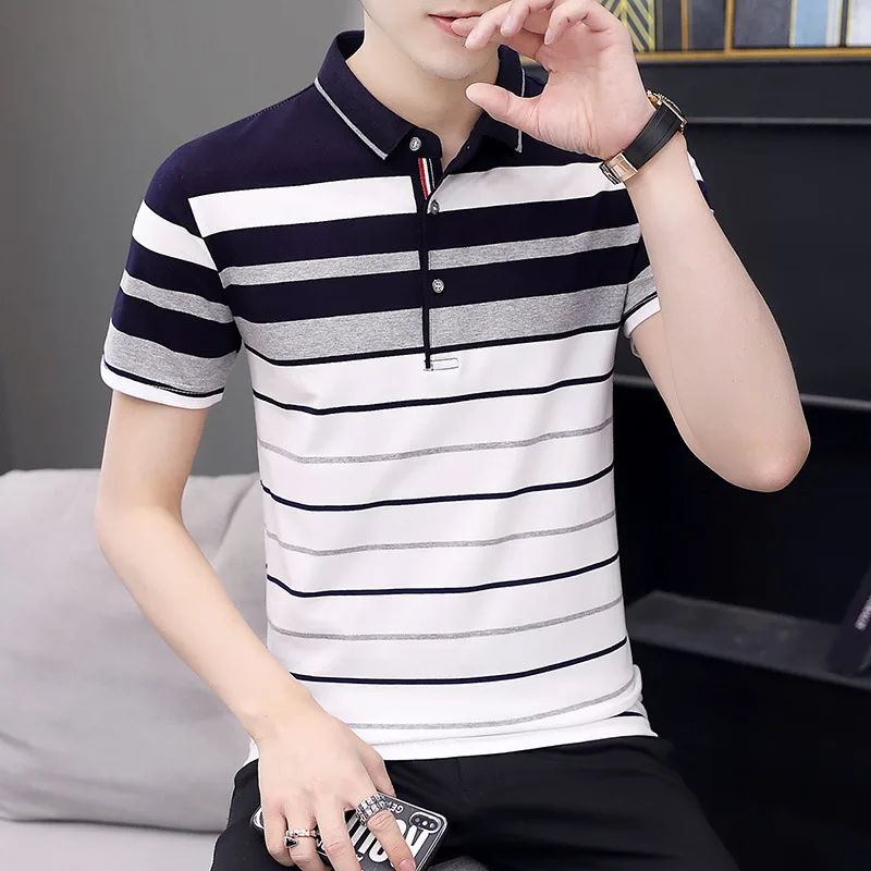 Polo Men's 2023 Summer Casual Man Top Lapel Pure Cotton Contrast Stripe Short Sleeve T-shirt
Polo Men's 2023 Summer Casual Man Top Lapel Pure Cotton Contrast Stripe Short Sleeve T-shirt