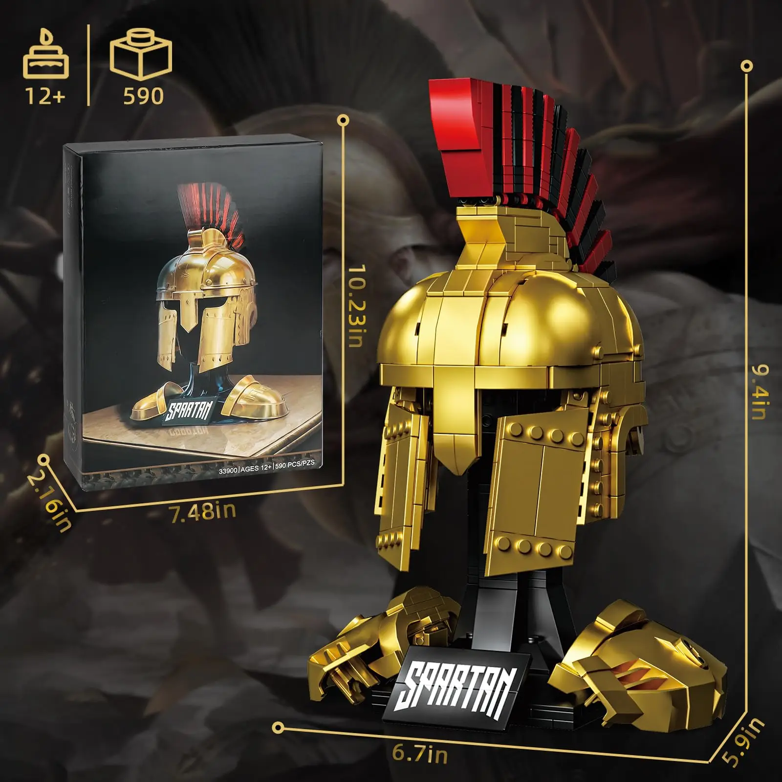 590PCS Roman Centurion Helmet Building Set Adults Idea Collectible Soldier Helmet Model Home Display Decor Toy Gift for Kid Boys 590PCS Roman Centurion Helmet Building Set Adults Idea Collectible Soldier Helmet Model Home Display Decor Toy Gift for Kid Boys