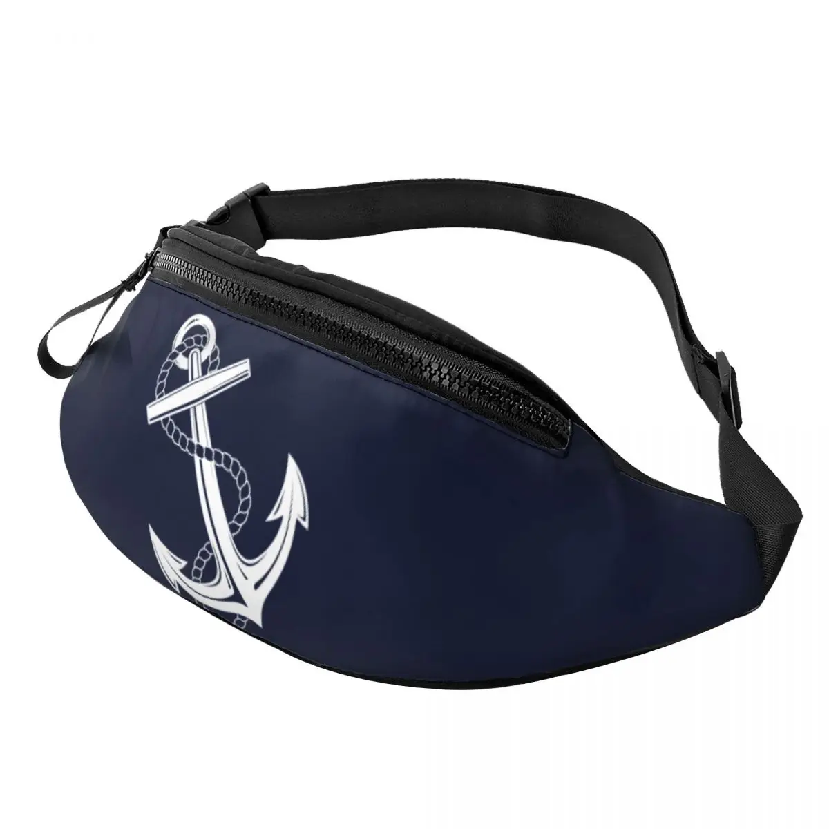 

Blue Nautical Anchor Rudder Navy Style Pattern Cross Chest Bag Accessories For Man Street Sailing Ships Marine Ocean Strap Bag