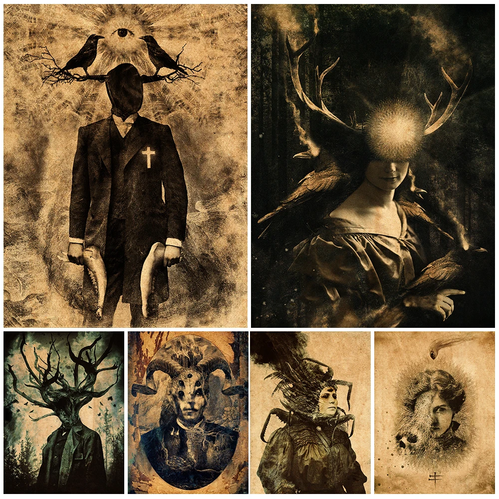 Mysterious Man With Goat And Terrible Pagan Witch Vintage Wall Art Canvas Painting Gothic Abstract Darkart Poster Print Decor
Mysterious Man With Goat And Terrible Pagan Witch Vintage Wall Art Canvas Painting Gothic Abstract Darkart Poster Print Decor