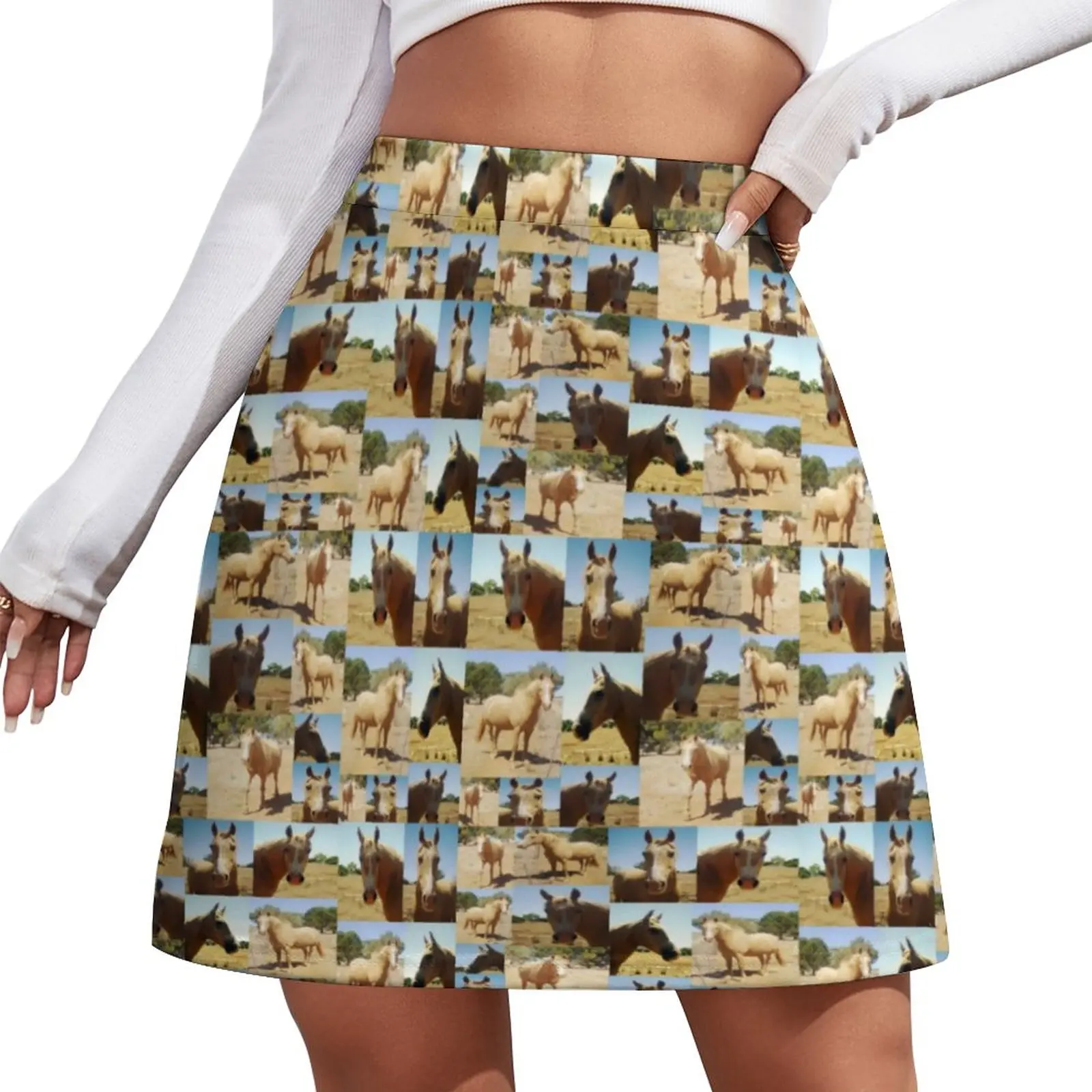 

Palomino Horse Photo Skirt Summer Animal Print Street Wear Casual A-line Skirts Retro Mini Skirt Design Oversized Skort Clothes