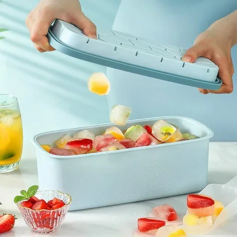 

Ice Cube Trays Silicon Bottom Ice Cube Storage Container Box with Lid Ice Mold Makers for Cool Drinks Kitchen Bar Tools Acces