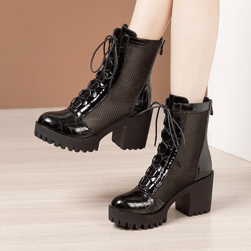 Plus Size 32-43 Lace up Genuine Leather Boots Women Shoes 2023 Summer Back Zip Medium Block Heel Cutout Boots Ladies Hole Shoe
Plus Size 32-43 Lace up Genuine Leather Boots Women Shoes 2023 Summer Back Zip Medium Block Heel Cutout Boots Ladies Hole Shoe