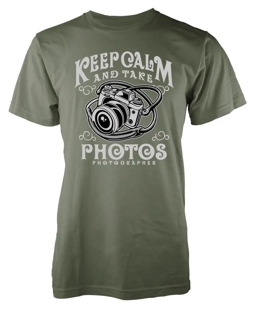 

New Arrival Summer Fashion Short Sleeves 100% Cotton Keep Calm And Take Photos Photographer Camera Adult Make Shirts