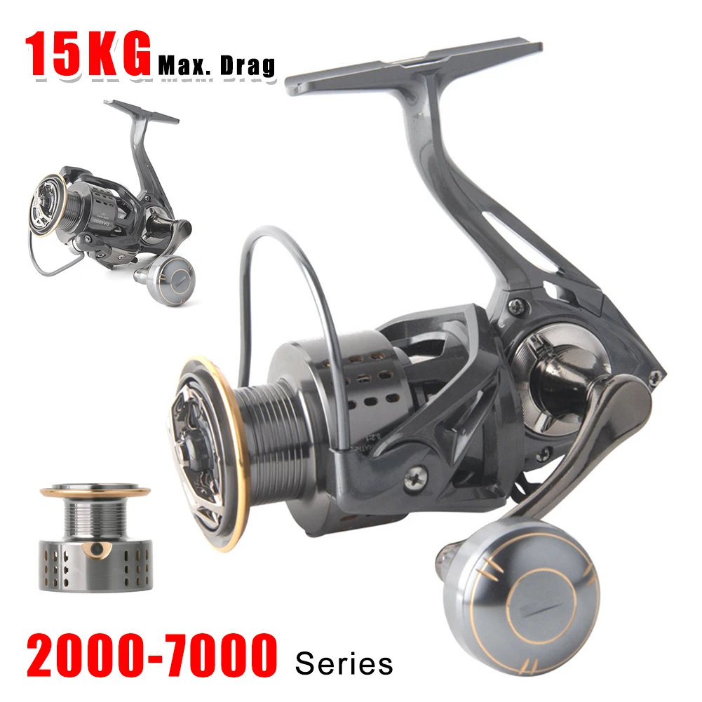 Ultralight Spinning Reel AD2000-7000 Fishing Reel 15KG Max Drag Metal Spool 5.2:1 Gear Ratio Fishing Carp Freshwater Saltwater
Ultralight Spinning Reel AD2000-7000 Fishing Reel 15KG Max Drag Metal Spool 5.2:1 Gear Ratio Fishing Carp Freshwater Saltwater