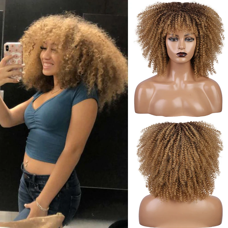Short Kinky Curly Wig Natural Afro Curly Synthetic Wig with Bangs for Women Heat Temperature Daily Cosplay Wig Ombre Blonde Red
Short Kinky Curly Wig Natural Afro Curly Synthetic Wig with Bangs for Women Heat Temperature Daily Cosplay Wig Ombre Blonde Red