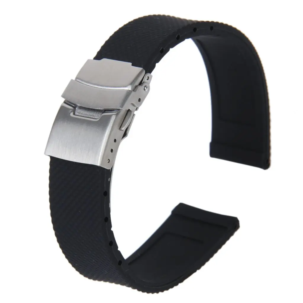 

Ремешок силиконовый для наручных часов, спортивный черный резиновый водонепроницаемый браслет с пряжкой, 20 мм