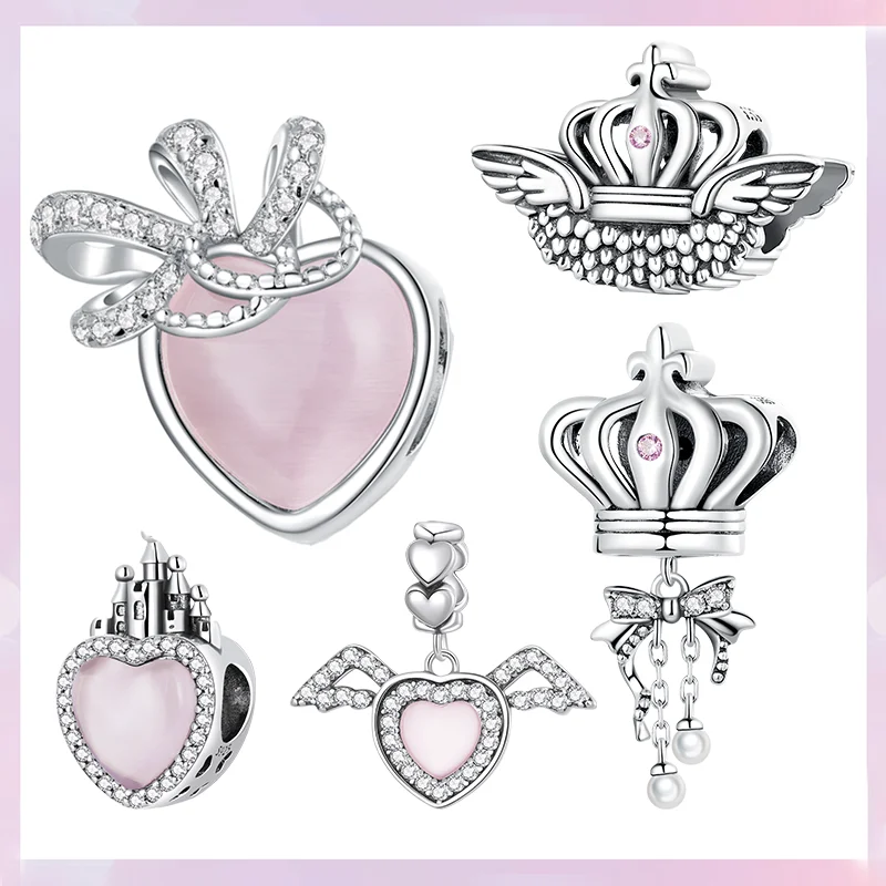 WOSTU 925 Sterling Silver Pink Love Heart Charms Pendants Princess Crown Beads Women Wedding Gift Fit Original Bracelet Necklace
WOSTU 925 Sterling Silver Pink Love Heart Charms Pendants Princess Crown Beads Women Wedding Gift Fit Original Bracelet Necklace