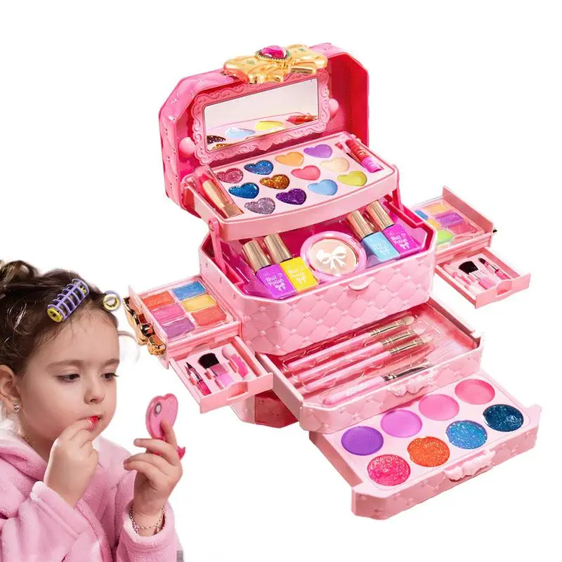 

Набор для макияжа для девочек, моющийся набор для макияжа для малышей, настоящая моющаяся игрушка для макияжа для девочек, игра принцессы, игрушки для макияжа, ролевые игры