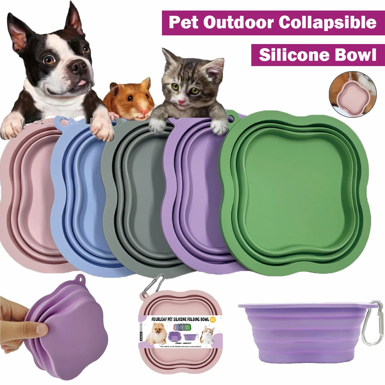 Pet Collapsible Outdoor Silicone Non-Toxic Bowl Outdoor Portable Clover Shaped Dog Bowl for Cats Dogs Pet Feeder Dispenser
Pet Collapsible Outdoor Silicone Non-Toxic Bowl Outdoor Portable Clover Shaped Dog Bowl for Cats Dogs Pet Feeder Dispenser