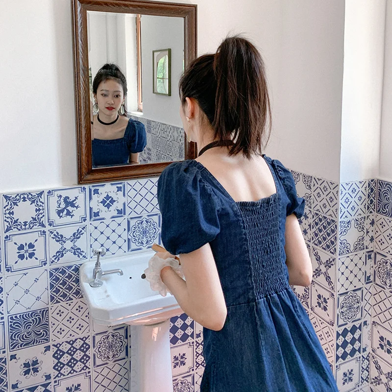 Square Neck Denim Dress Summer Thin French Bubble Sleeve Small Women's Dress Fashionable Sexy Denim Dress
Square Neck Denim Dress Summer Thin French Bubble Sleeve Small Women's Dress Fashionable Sexy Denim Dress
