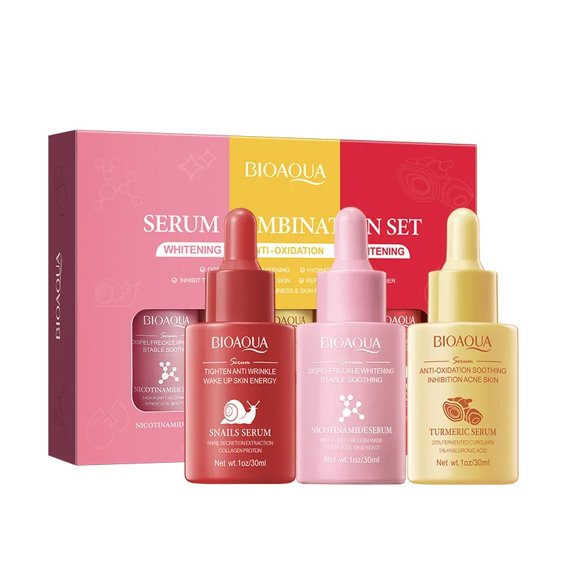 

Snail Anti Aging Face Serum Set Niacinamide Whitening Moisturiser Nourishing Turmeric Essence Brighten Skin Care Products kit