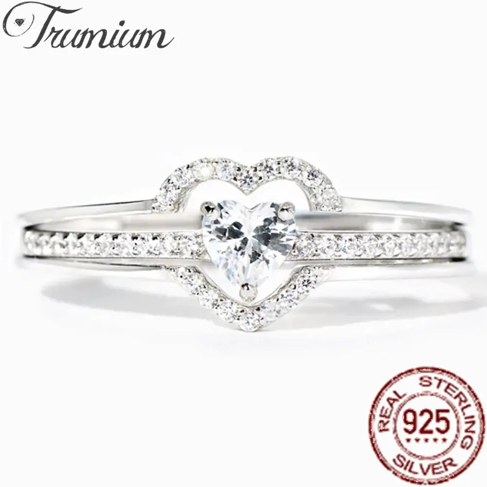 Trumium 925 Sterling Silvet Heart Set Rings For Women Couple CZ Bridal Wedding Engagement Double Ring Jewelry Drop Shipping
Trumium 925 Sterling Silvet Heart Set Rings For Women Couple CZ Bridal Wedding Engagement Double Ring Jewelry Drop Shipping