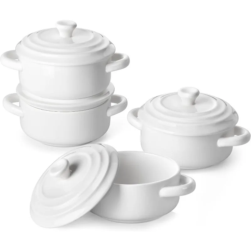 Ceramic Mini Cocotte Set with Lid and Handle, White Ramekins Cocotte for Lasagna, Soufflé, and Soup, Microwave & Dishwasher Safe
Ceramic Mini Cocotte Set with Lid and Handle, White Ramekins Cocotte for Lasagna, Soufflé, and Soup, Microwave & Dishwasher Safe