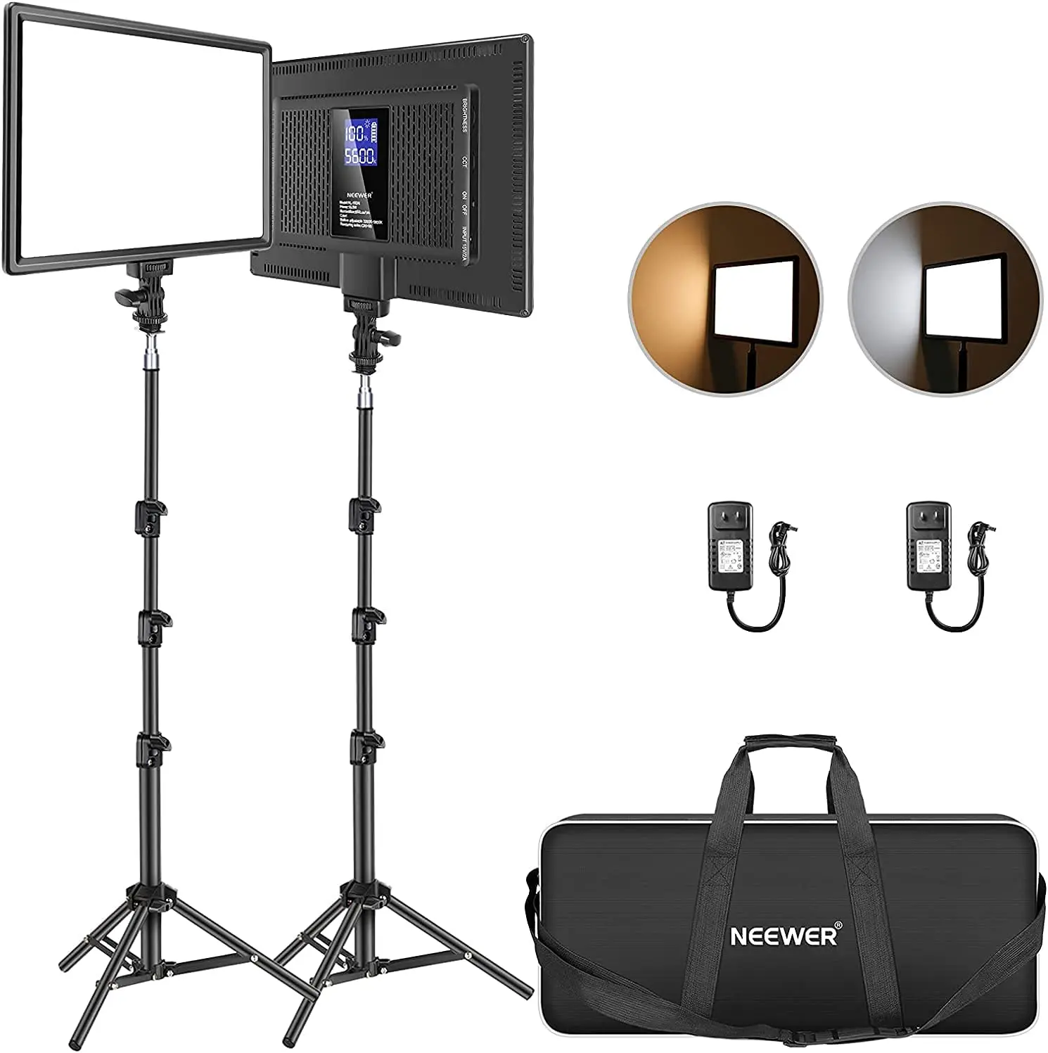 Neewer 2Pack 12.9" Dimmable Bi-Color Led Video Light Panel Lighting Kit with Light Stand for Game/Live Stream/YouTube/Photograpy
Neewer 2Pack 12.9" Dimmable Bi-Color Led Video Light Panel Lighting Kit with Light Stand for Game/Live Stream/YouTube/Photograpy