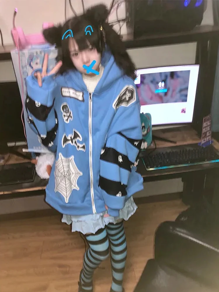 Deeptown Grunge Y2K Blue Hoodies Women Egirl Gothic Print Oversize Pink Hooded Sweatshirts Harajuku Vintage Aesthetic Ugly Tops
Deeptown Grunge Y2K Blue Hoodies Women Egirl Gothic Print Oversize Pink Hooded Sweatshirts Harajuku Vintage Aesthetic Ugly Tops
