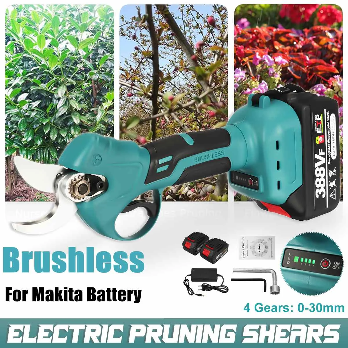 30MM Brushless Wireless Electric Rechargeable Scissors Pruning Shears Tree Garden Tool Branches Pruning Tool For Makita Battery
30MM Brushless Wireless Electric Rechargeable Scissors Pruning Shears Tree Garden Tool Branches Pruning Tool For Makita Battery