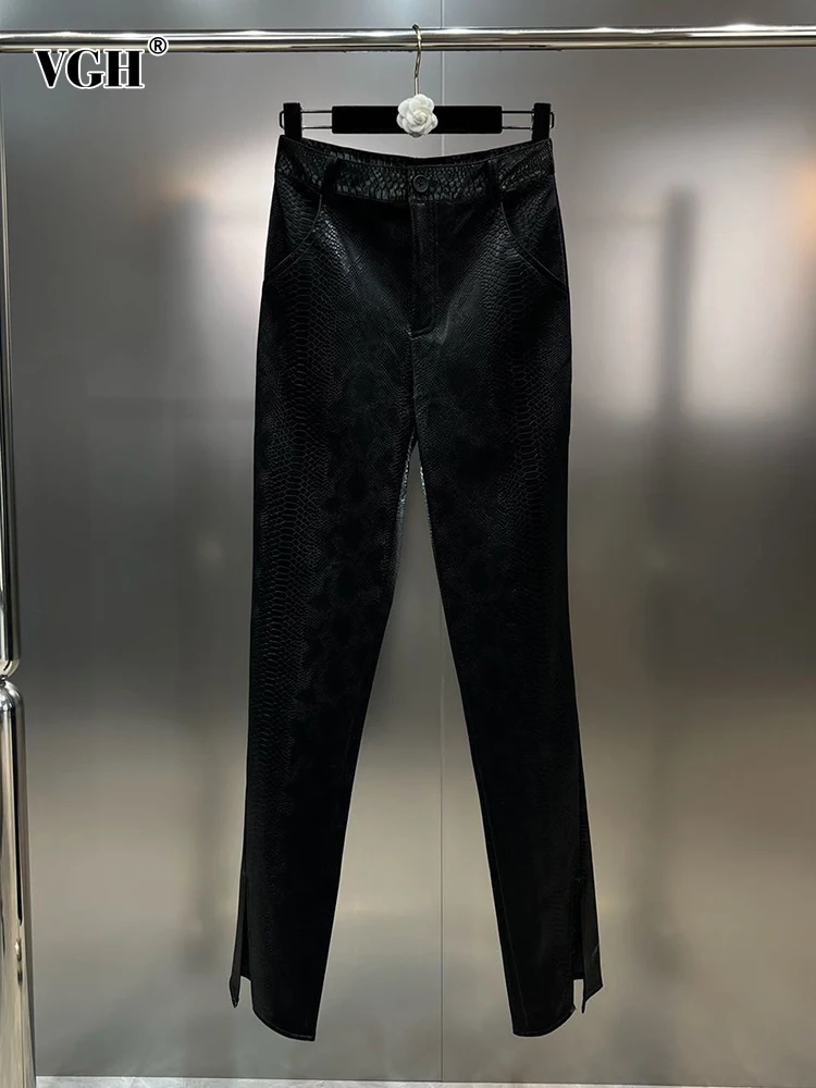 VGH Solid Slimming Leather Trousers For Women High Waist Patchwork Button Minimalist Split Pencil Pants Female Fashion Clothes
VGH Solid Slimming Leather Trousers For Women High Waist Patchwork Button Minimalist Split Pencil Pants Female Fashion Clothes