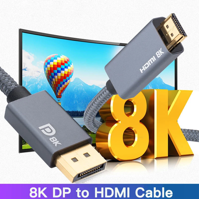 New Directional 8K DisplayPort to HDMI-compatible Cable,Ultra Speed 32Gbps HDR for projector HDTV DP1.4 to HD2.1 Cable
New Directional 8K DisplayPort to HDMI-compatible Cable,Ultra Speed 32Gbps HDR for projector HDTV DP1.4 to HD2.1 Cable