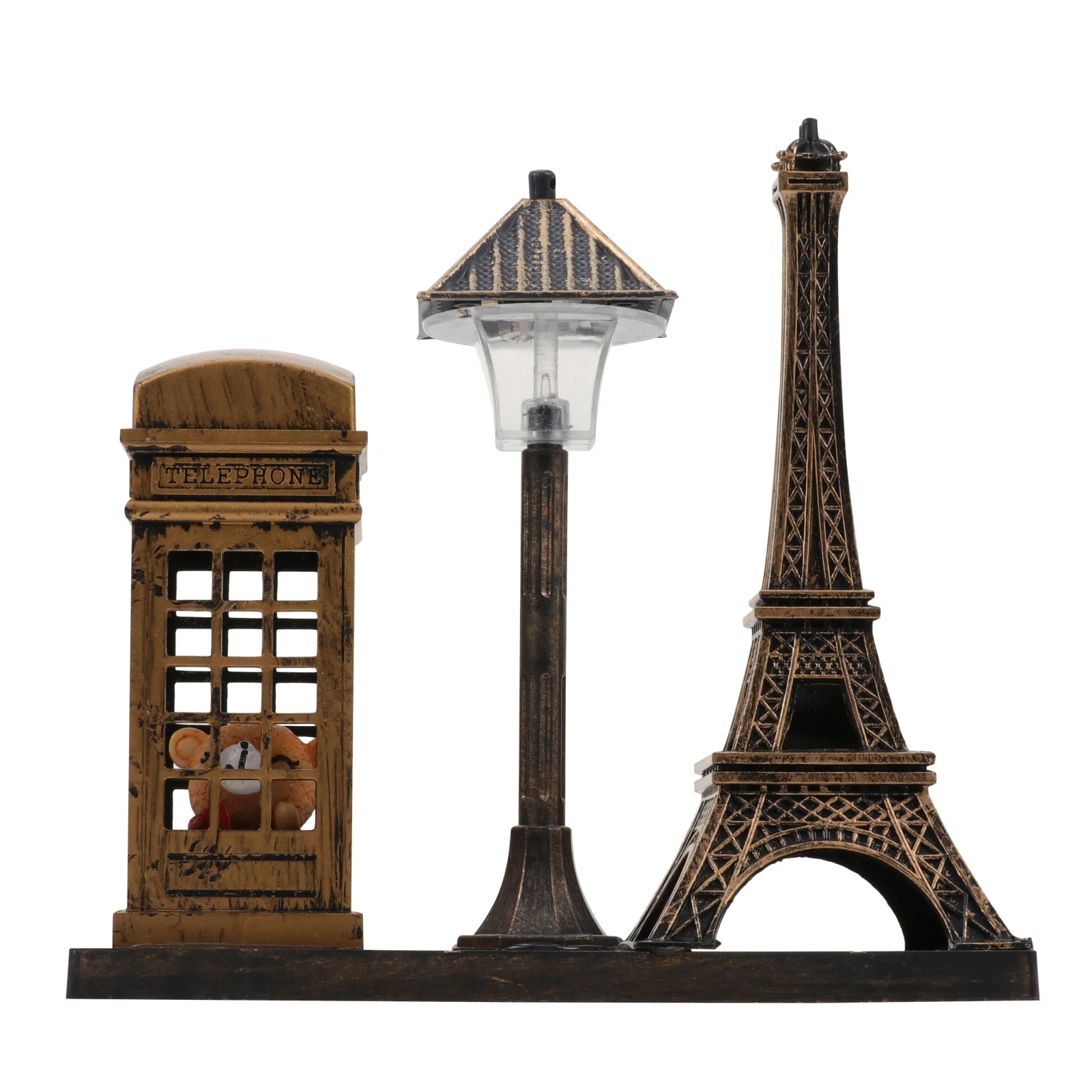 

Vintage Decor Eiffel Tower Ornament Vintage Desk Lamp Mini Post Light Telephone Booth Craft Statue Model