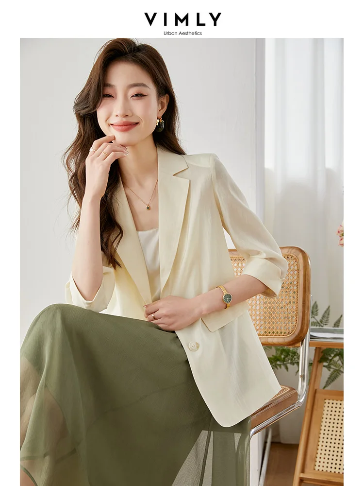 Vimly Casual Lyocell Suit Blazers Women 2023 Summer Fashion Transparent Lightweight Three Quarter Sleeve Office Ladies Blazers
Vimly Casual Lyocell Suit Blazers Women 2023 Summer Fashion Transparent Lightweight Three Quarter Sleeve Office Ladies Blazers