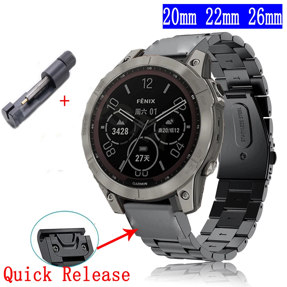 20mm22mm26mm Stainless Steel Strap For Garmin Fenix7 7X 7S 6S 6X 6Pro 5X 5S 5Plus Quick Release Wristband Forerunner 935 945Band
20mm22mm26mm Stainless Steel Strap For Garmin Fenix7 7X 7S 6S 6X 6Pro 5X 5S 5Plus Quick Release Wristband Forerunner 935 945Band