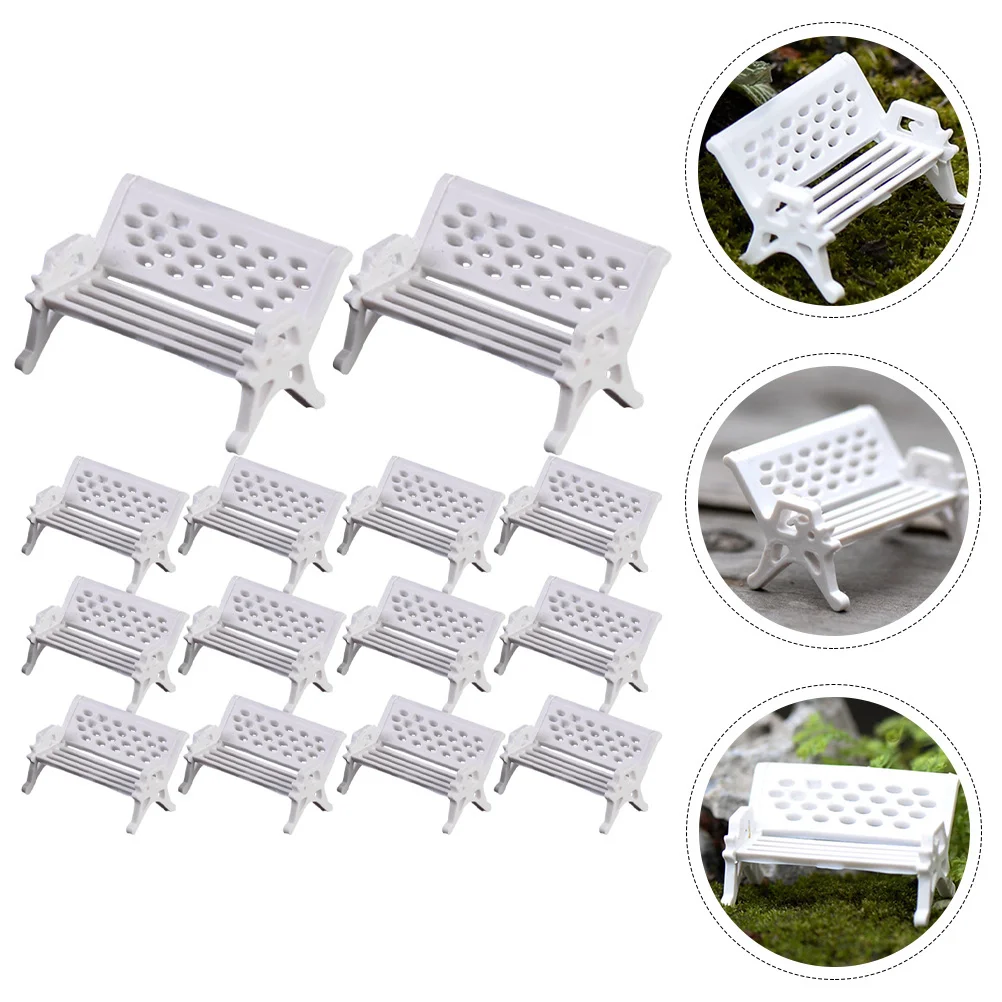 

16Pcs Mini Park Bench Models Mini House Park Bench Ornaments Miniature Park Benches