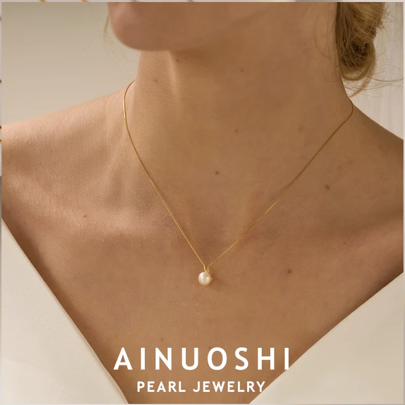 

Ожерелье AINUOSHI с подвеской из пресноводного жемчуга 8-9 мм для девочек ожерелье из стерлингового серебра 925 пробы с цепочкой в коробке ювелирные изделия свадебный подарок на Рождество