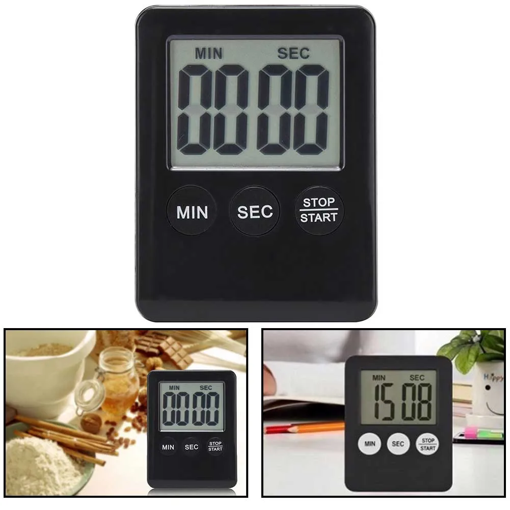 Digital LCD Egg Timer Kitchen Timer Kitchen Clock Stopwatch Timing Tool 6.0*7.0*1.0cm With 1.5V Battery&Alarm Reminder Function
Digital LCD Egg Timer Kitchen Timer Kitchen Clock Stopwatch Timing Tool 6.0*7.0*1.0cm With 1.5V Battery&Alarm Reminder Function