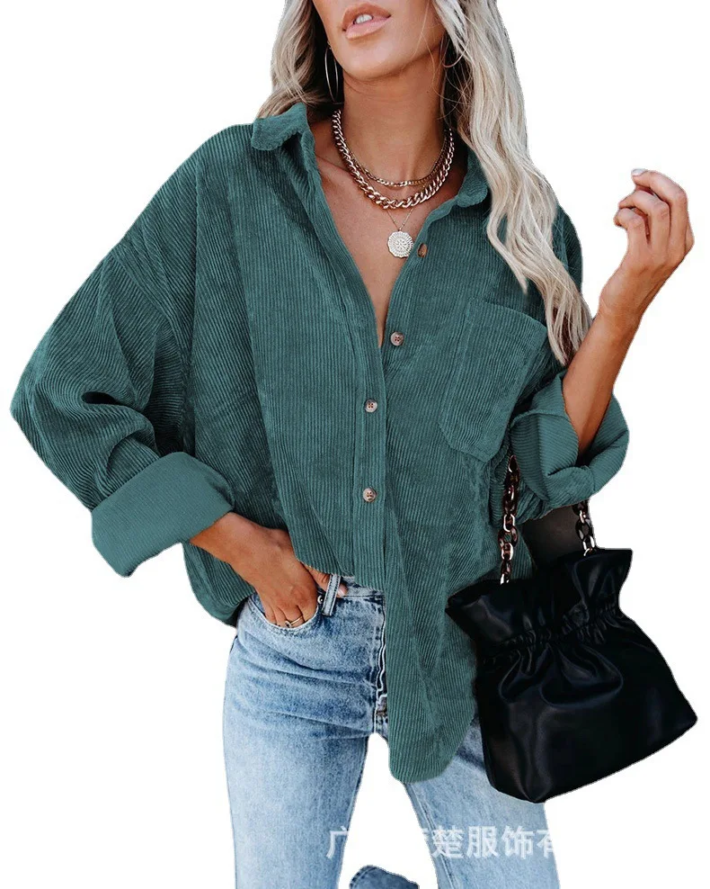 Cross border European and American women's clothing 2023 autumn and winter new Oversize corduroy loose button shirt
Cross border European and American women's clothing 2023 autumn and winter new Oversize corduroy loose button shirt