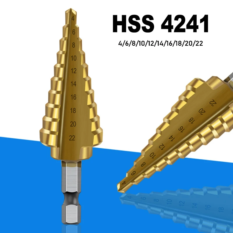 SenNan 1pcs 4-22 HSS Step Drill Bit Straight Groove Titanium Coated Wood Metal Hole Cutter 4241 High Speed Steel Core Drill Bit
SenNan 1pcs 4-22 HSS Step Drill Bit Straight Groove Titanium Coated Wood Metal Hole Cutter 4241 High Speed Steel Core Drill Bit