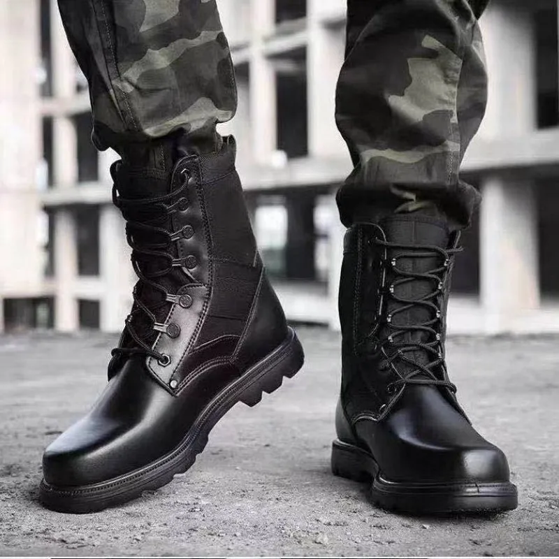 

Sshooer Military Army Boots Steel Toe Non-Collision Anti-smashing Work Safety Boot Outdoor Training Hiking Walking Shoe Botas